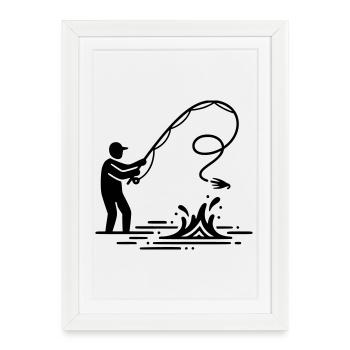 Fly Fishing Angler Sputum Vector - Framed poster (27 × 37 cm) - white - Front