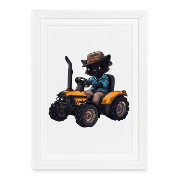 Panther Tractor Farmer - Affiche encadrée (27 × 37 cm) - blanc - Devant