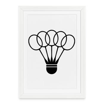Badminton Shuttlecock with Racket Fan - Framed poster (27 × 37 cm) - white - Front