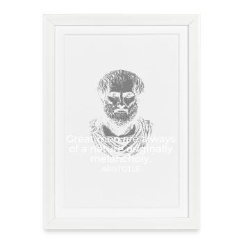 Citation classique d’Aristote sur la mélancolie - Affiche encadrée (27 × 37 cm) - blanc - Devant