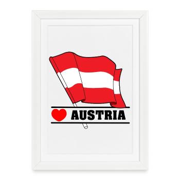 Austria Flag with Heart - Framed poster (27 × 37 cm) - white - Front