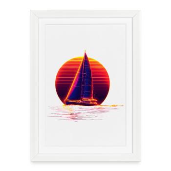 Retro Sailing - Affiche encadrée (27 × 37 cm) - blanc - Devant