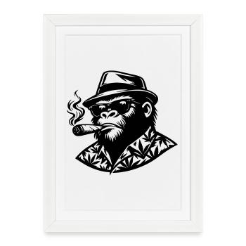 Monkey Smoke - Framed poster (27 × 37 cm) - white - Front