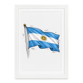 Drapeau de l’Argentine - Affiche encadrée (27 × 37 cm) - blanc - Devant