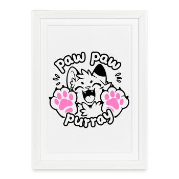Paw Paw Purray Cat | Funny paw motif - Framed poster (27 × 37 cm) - white - Front