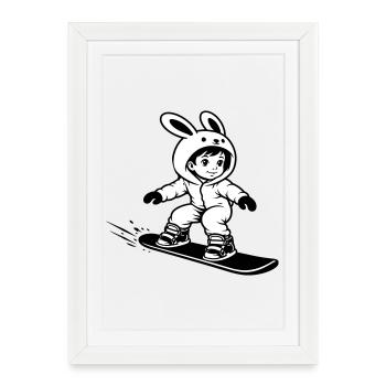 Snowboard Bunny - Gerahmtes Poster (27 × 37 cm) - Weiß - Vorne