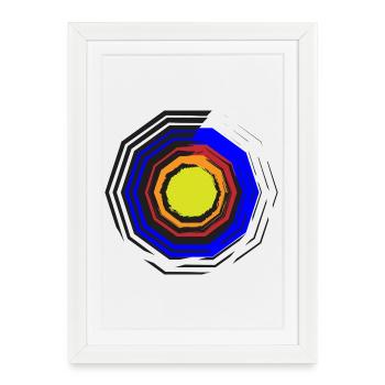 Color Wheel Octagon Neon Center - Framed poster (27 × 37 cm) - white - Front
