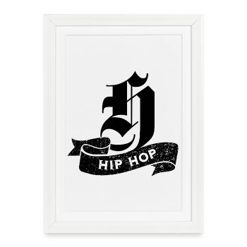 Typographie hip-hop sur le noir - Affiche encadrée (27 × 37 cm) - blanc - Devant