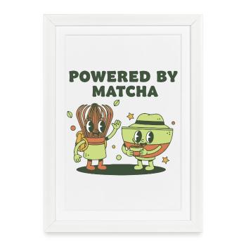 Powered By Matcha Green Tea Funny Matcha Lover - Framed poster (27 × 37 cm) - white - Front