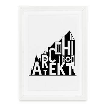 Typographie architecturale avec symboles architecturaux - Affiche encadrée (27 × 37 cm) - blanc - Devant