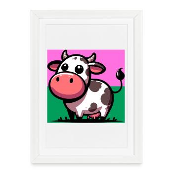 vache - Affiche encadrée (27 × 37 cm) - blanc - Devant