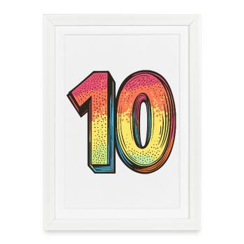 10 Nombre Coloré - Affiche encadrée (27 × 37 cm) - blanc - Devant
