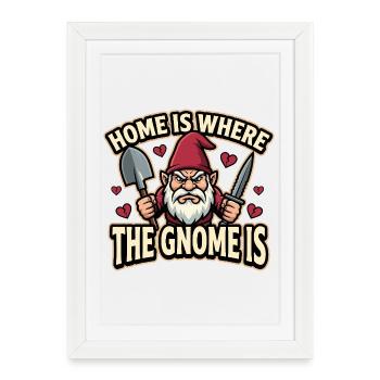 Evil Gnome, Dark Gnome, Goth Gnome, Funny Gnome - Framed poster (27 × 37 cm) - white - Front