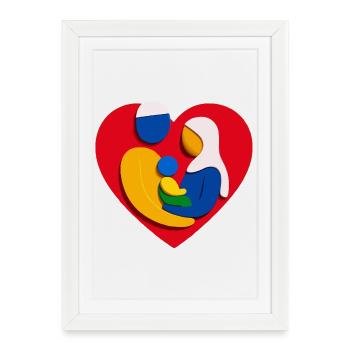 Résumé : Câlin de cœur en famille musulmane - Affiche encadrée (27 × 37 cm) - blanc - Devant