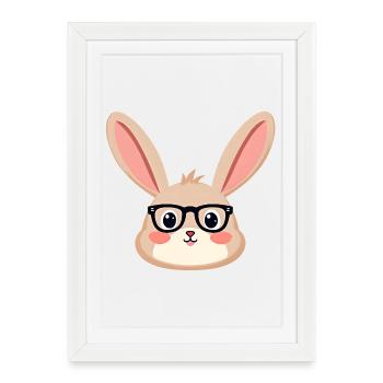 Rabbit with glasses - Framed poster (27 × 37 cm) - white - Front