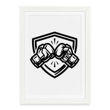 Armoiries des Gants de Boxe - Affiche encadrée (27 × 37 cm) - blanc - Devant