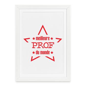 Étoile Meilleur Professeur du Monde Graphisme  - Affiche encadrée (27 × 37 cm) - blanc - Devant