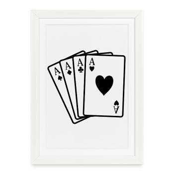 Cartes de poker - Affiche encadrée (27 × 37 cm) - blanc - Devant