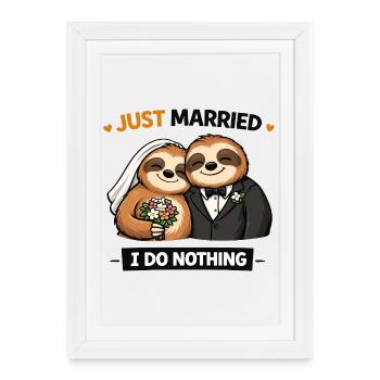 Mariage de paresseux tout juste mariés - Affiche encadrée (27 × 37 cm) - blanc - Devant
