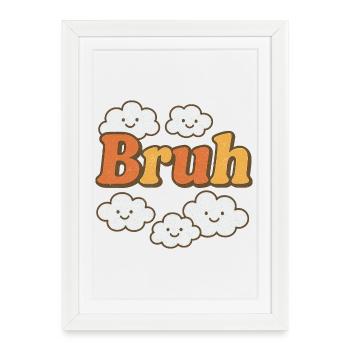 Bruh Clouds Typographie des paillettes - Affiche encadrée (27 × 37 cm) - blanc - Devant