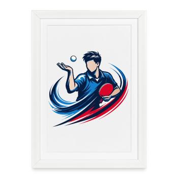 Table Tennis Serve Shirt Ping Pong Player - Framed poster (27 × 37 cm) - white - Front