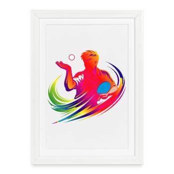 Table Tennis Shirt Neon Ping Pong Player - Framed poster (27 × 37 cm) - white - Front