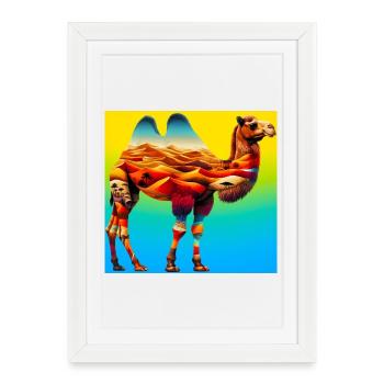 chameau - Affiche encadrée (27 × 37 cm) - blanc - Devant
