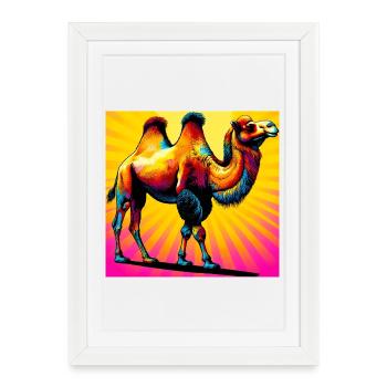 chameau - Affiche encadrée (27 × 37 cm) - blanc - Devant
