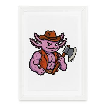 Goblinoid Aoxolotl Lumberjack Warrior - Framed poster (27 × 37 cm) - white - Front