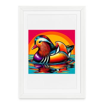 Canard mandarin - Affiche encadrée (27 × 37 cm) - blanc - Devant