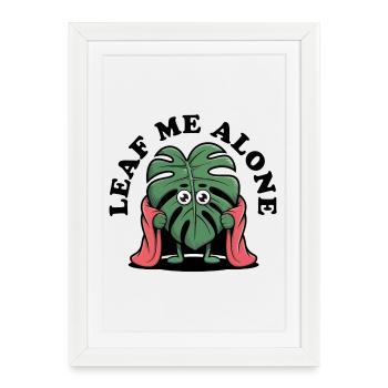 Laisse-moi tranquille Héros Monstera, Feuille avec Cape - Affiche encadrée (27 × 37 cm) - blanc - Devant