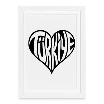 Türkiye, Turkey Heart Font Design - Framed poster (27 × 37 cm) - white - Front