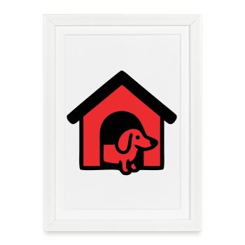 Dachshund Doghouse House Icon - Framed poster (27 × 37 cm) - white - Front