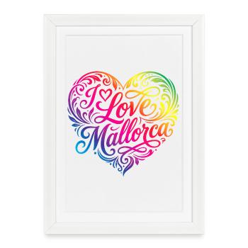 J’adore Mallorca Colorful - Affiche encadrée (27 × 37 cm) - blanc - Devant