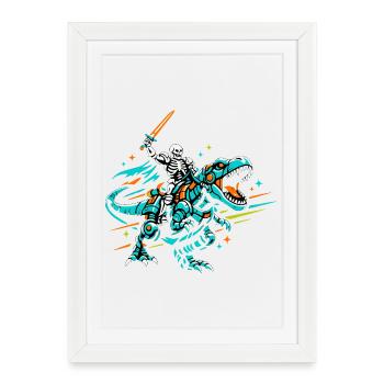 Robo Dino Rider - Affiche encadrée (27 × 37 cm) - blanc - Devant