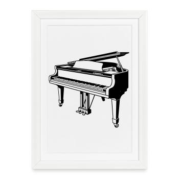piano à queue piano - Affiche encadrée (27 × 37 cm) - blanc - Devant