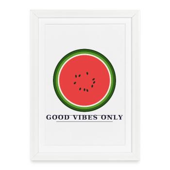 Juste de bonnes vibrations - Affiche encadrée (27 × 37 cm) - blanc - Devant