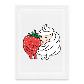 Strawberry and Cream love - Framed poster (27 × 37 cm) - white - Front