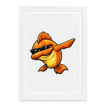Tamponnement des poissons rouges - Affiche encadrée (27 × 37 cm) - blanc - Devant