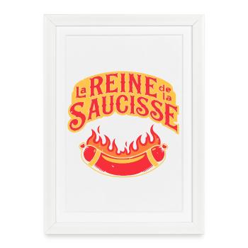 Reine de la Saucisse en Flammes - Affiche encadrée (27 × 37 cm) - blanc - Devant