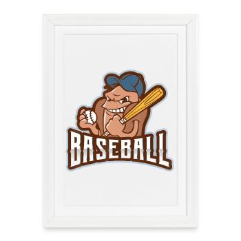 Rogue Batter Baseball Mascot - Framed poster (27 × 37 cm) - white - Front
