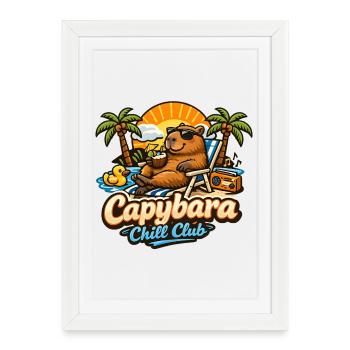 Capybara Chill Club – Funny Capybara Design - Framed poster (27 × 37 cm) - white - Front