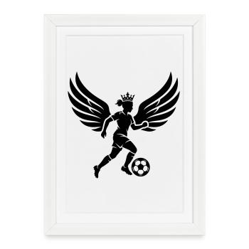 Football féminin Football féminin Silhouette - Affiche encadrée (27 × 37 cm) - blanc - Devant