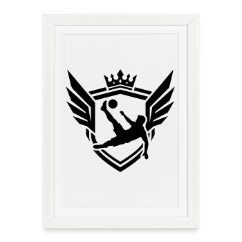 Blason du footballeur à coup de pied aérien - Affiche encadrée (27 × 37 cm) - blanc - Devant