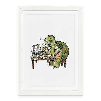 Tortue d’Humeur du lundi - Affiche encadrée (27 × 37 cm) - blanc - Devant
