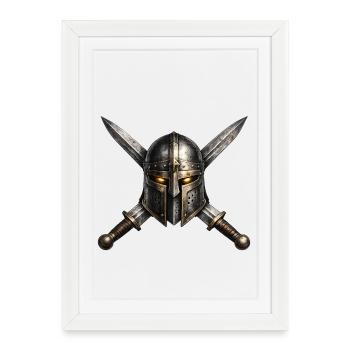Medieval Knight Helmet Emblem - Framed poster (27 × 37 cm) - white - Front