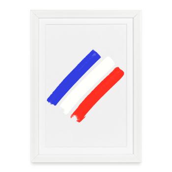 Drapeau français - Bandes - Affiche encadrée (27 × 37 cm) - blanc - Devant