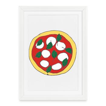 Pizza Margherita basilic - Affiche encadrée (27 × 37 cm) - blanc - Devant