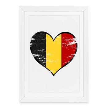 Drapeau du cœur de la Belgique utilisé - Affiche encadrée (27 × 37 cm) - blanc - Devant