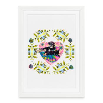 Male Lobo - Dog Cat Heart Pattern in High Spirits - Framed poster (27 × 37 cm) - white - Front